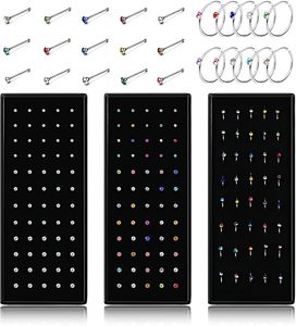 40PC Set Fashion Crystal C Shape Nose Ring Stainless Steel Multicolor Bend Nose Stud for Women Aro Nariz Anneau Nez Piercing