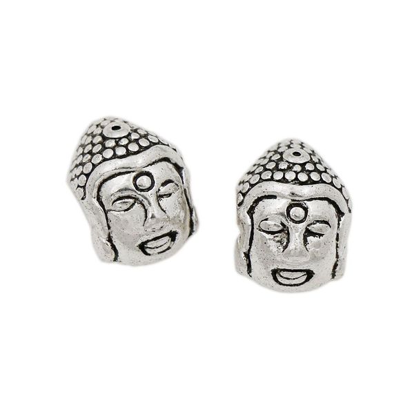 Aleación Buda cabeza Shakyamuni budismo gran agujero cuentas 45 unids/lote 10x14mm plata tibetana L1326 dijes aptos para pulsera de aleación europea