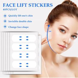 40 -stcs/10Sheets/Pack Waterdicht V Face Makeup Adhesive Tape Invisible Ademende Breathable Lift Face Sticker Tillen Trapperen Kin