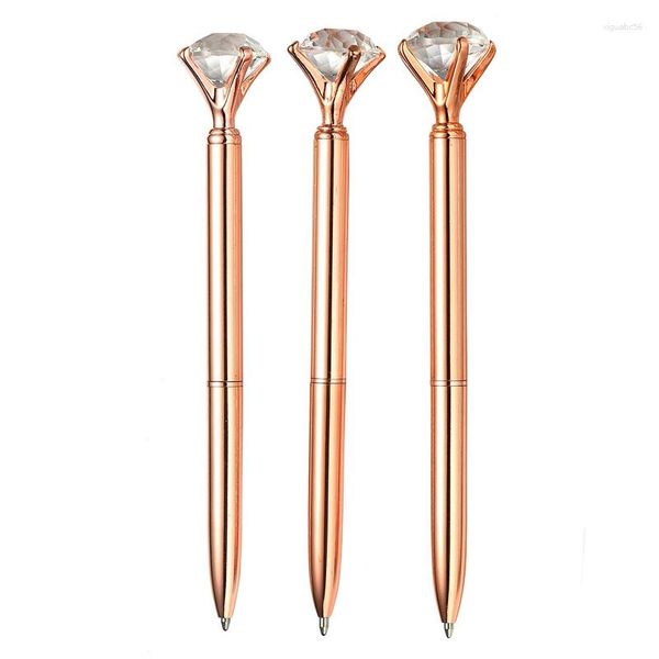 40pcs 2023 Marca de bolsillo de metal Pen quilates anillo de diamantes dama de cristal suministros escolares de la escuela bola de regalos