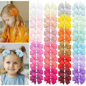 40pcs 3inch Grosgrain Ribbon Bows Clips Baby Girls Bowknot Hair Pin Boutique Kids Headwear Children Hairgrips Hair Accessoires 240509