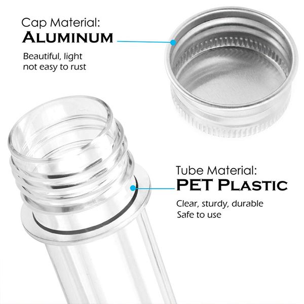 40pcs contenedores de almacenamiento de 40 ml tubo de plástico para tubos de ensayo estuches transparentes transparentes con tapas de tornillo para agua de dulces