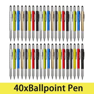 Stylo à bille 6 en 1, outil 40 pièces, tournevis règle niveau à bulle, stylet multifonction en aluminium pour écran tactile 240116