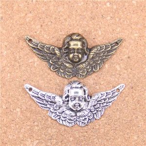 40 pièces Antique argent Bronze plaqué ailes d'ange cupidon pendentif à breloques collier à faire soi-même Bracelet Bracelet résultats 50*23mm