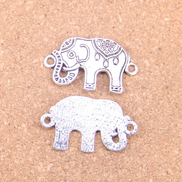 40pcs ANTIQUE Silver Bronze plaqué éléphant Connector Charms Pendentif Bricolage Collier Bracelet Bracelet Constatations 36 * 21mm