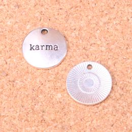 40 Stück Charms Platten Karma 20mm Antikherstellung Anhänger passend, Vintage Tibetsilber, DIY handgefertigter Schmuck