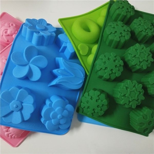 40 unids molde de silicona diferente en pasteles mousses chocolates para jabones flor dibujos animados varias formas fondant decoración Y200612