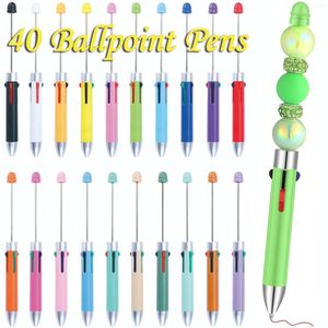 40pcs bricolage Creative Business Four Color Refill Pold Pold Cute Ballpoint Pens Pens Puzzle Multi-bijoux Ball