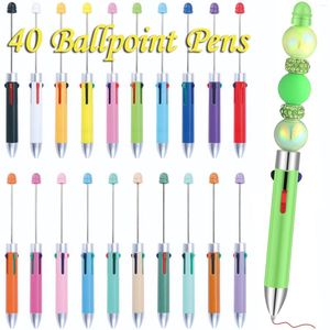 40 stks DIY Creative Business Four Color Refill kralen Pen Leuke kribele Ballpoint Pens Puzzle Multi Jewelry Ball