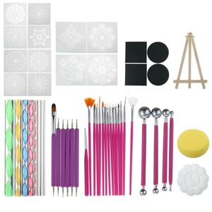 Juego de herramientas para punteo de Mandala DIY, 40 Uds., Kit de pintura de roca, bolígrafo para manualidades, plantilla de pintura, suministros