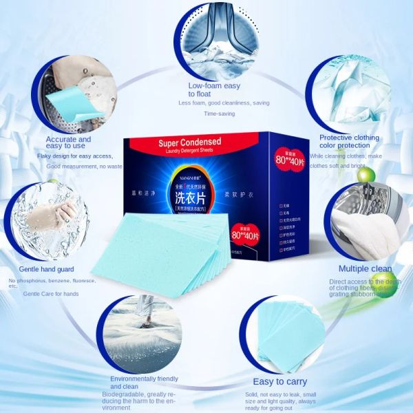 Detergente eficiente de 40 piezas Nuevo fragancia Formula Detergente de lavado Lavado concentrado jabón de lavado suave en polvo