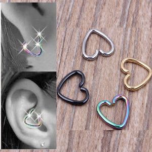 40pcs / lot Mixte 4 Couleurs Oreille Cartilage Boucles D'oreilles Piercing Coeur Labret Anneaux Lip Hoop Nez Anneaux Corps Jewelry245j