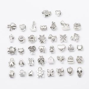 40PCS Mix 40Style Alliage Trou Perles Pendentif Charms Fit Bracelet Collier Perles En Vrac Bijoux DIY Accessoires DHL Cadeau De Noël