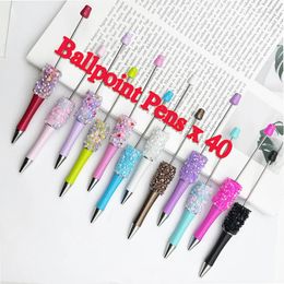 40 -stks hars diamant pequines bead pen groothandel creatief diy handgemaakte stickers set kralen balpennen pennen