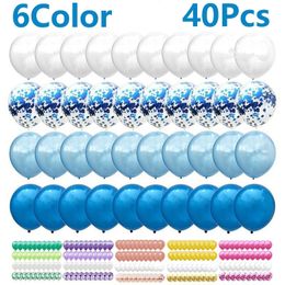 40pcs / set 12 pouces mélange bleu rose or confettis ballon en latex pour anniversaire baby shower ballons de mariage décorations de fête 231220
