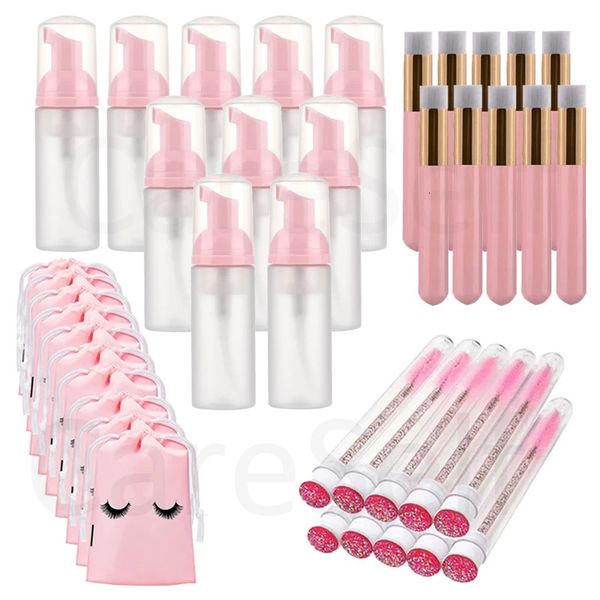 40pcs / set 60ml vide bouteille de gommage bouteille de mousse cils shampooing brosse diamant cils mousse savon pompe distributeur cils bâton makeu 240111