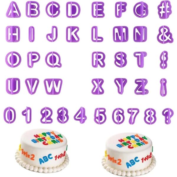 40pcs / ensemble Moules de gâteau alphabet Figure Lettre en plastique Moule de glaçage gigantes