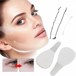 40pcs / set autocollants instantanés invisibles pour le visage en forme de V affaissement de la peau soulever le visage ligne mince rides rapide menton outil de ruban adhésif O83G #