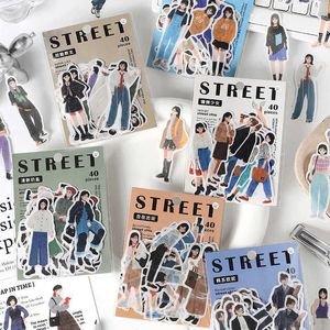 40 pièces Street Girl autocollants ensemble coréen robe Style papier Notes adhésif pour cadeau journal Album maison bricolage décoration A7181