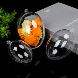 40 -stks transparante plastic balverpakkingsdozen helder voor bruiloft snoepbox gunsten eiervorm acryl cadeaubas nieuwjaar kerstboomdecoraties