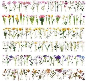 40 UNIDS Impermeable Transparente PET Flower Deco Sticker Pack Notebook DIY Flores y Plantas Pegatinas Rose Tulip Violet Sweet Vogour 12 Estilos