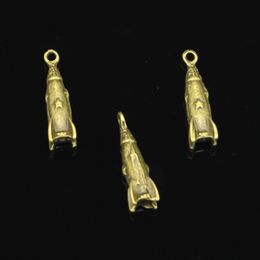 40 peças amuletos de liga de zinco banhados a bronze antigo foguete nave espacial amuletos para fazer joias pingentes artesanais faça você mesmo 24 9 9mm235g