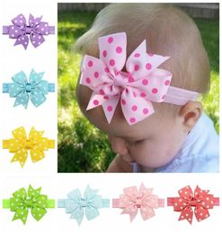 40PCSLOT 315inch Bands de cheveux mignons Bowknot For Kids Girls Handmade Dot imprimé Band avec des accessoires de cheveux élastiques 6162604445