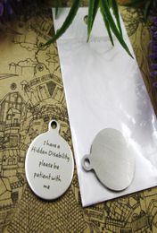 40 Stück „Ich habe eine versteckte Behinderung“ Edelstahl-Charms mehr Stil für die Auswahl von DIY-Charms-Anhängern für Halskette5331154