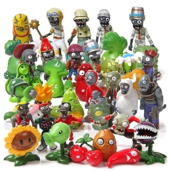 40pcsset plantas vs zombies plantas de juguete PVZ zombies figuras de acción de pvc set de muñeca de juguete para la decoración de la fiesta de recolección T2001061993720