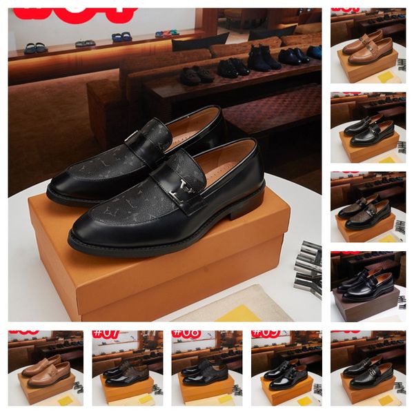 40Style Designer Hombres Mocasines Zapatos de vestir de boda Mocasines de conducción negros Calzado Hombre Zapatos de vestir de lujo Resbalón de cuero en zapatos masculinos súper livianos Tamaño 6.5-12