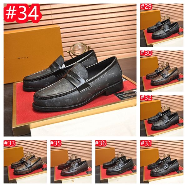 Tamaño 40 de estilo 6-11 Primavera Autumn Autumn Hombres Diseñador de mocasines Penny Penny Cuero genuino Slip On Dress Shops Men Boda Casual Chopment Zapatos