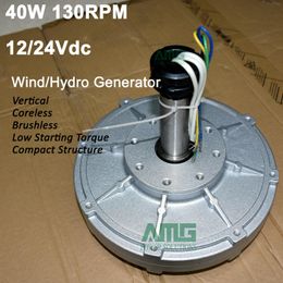 40W 130RPM 12 / 24VDC Démarrage basse vitesse basse vitesse pour l'alternateur générateur d'aimant permanent de bricolage