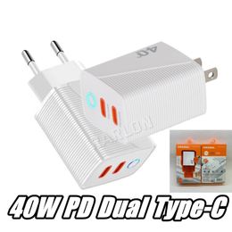 40W 20W CARGARES DE TELÉFONO DE CELIZA DUAL Tipo C Cargador de pared de pared Fuerza rápida Tipo-C QC3.0 Adaptadores USB para iPhone Samsung S20 S24 LG Tableta PC Android Teléfono