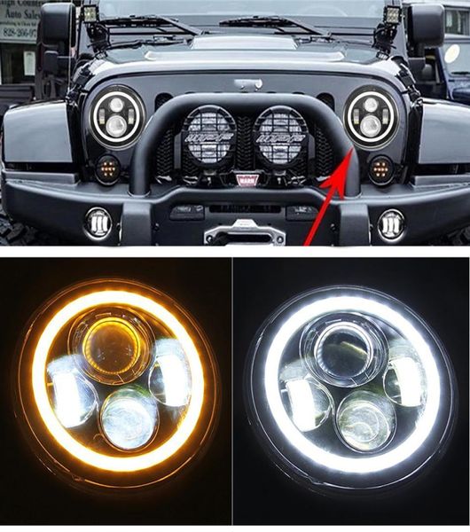 Phare de projecteur LED 40W, 7 pouces, yeux d'ange, anneau Halo et antibrouillard de 4 pouces, pour Jeep Wrangler JK LJ Unlimited5156936