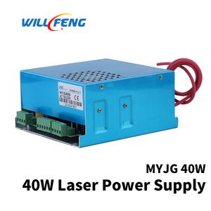 Will Fan Myjg 40W CO2 Laser voeding met blauwe metalen doosgebruik voor 3020 5030 gravure snijmachine en glazen buis
