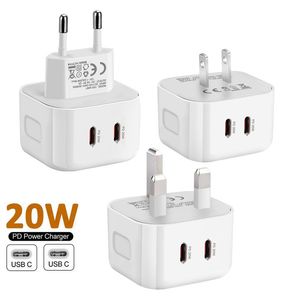 Chargeur mural USB C double PD 40W, adaptateur secteur EU US UK Type c, prises de charge rapides pour Iphone 12 13 14 15 Pro Max Samsung HTC