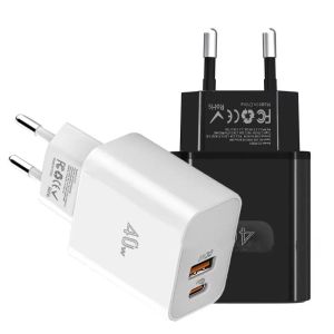 Chargeur rapide 40W Type C PD USB-C, charge rapide, adaptateur mural, pour Samsung S24 iPhone 15 Xiaomi Huawei Mobile