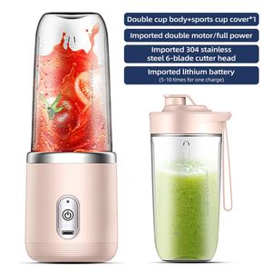 Mini mezclador de 40 W, licuadora de jugo, taza de licuadora rápida portátil, 21000 RPM, hoja de acero inoxidable, tamaño personal, taza doble recargable 240228