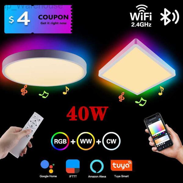 40W moderne WiFi Smart LED plafonnier APP commande vocale avec Alexa télécommande plafonnier RGB + dimmable Bluetooth musique HKD230825