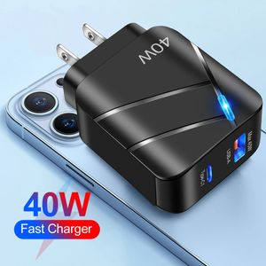 40W PD USB C Chargeur Charge rapide Adaptateur de chargeur mural QC 3.0 pour l'iPhone 14 13 Samsung Xiaomi USB Charging Fast Charging