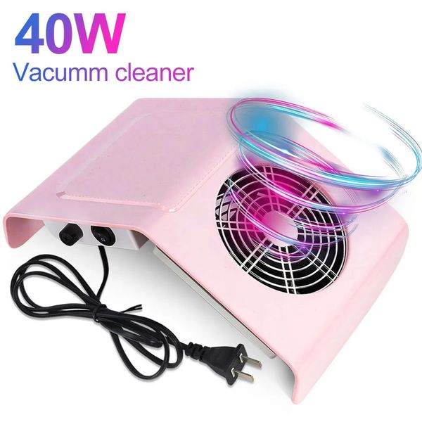 40W rose ou blanc collecteur de poussière d'ongle ventilateur d'aspiration d'ongle machine d'aspirateur de poussière d'ongle avec 2 outils de salon de sac de collecte de poussière240129