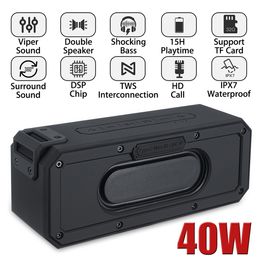 40W TWS Interconnection Card Insert Draadloze Bluetooth-luidspreker Waterdichte Call-functie Draagbare Outdoor Surround Sound Mini