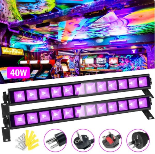 Lumière noire UV 40W 395nm, barre de lumière noire fluorescente pour Halloween DJ Disco, lumières de fête illuminent la zone de 20x20 pieds