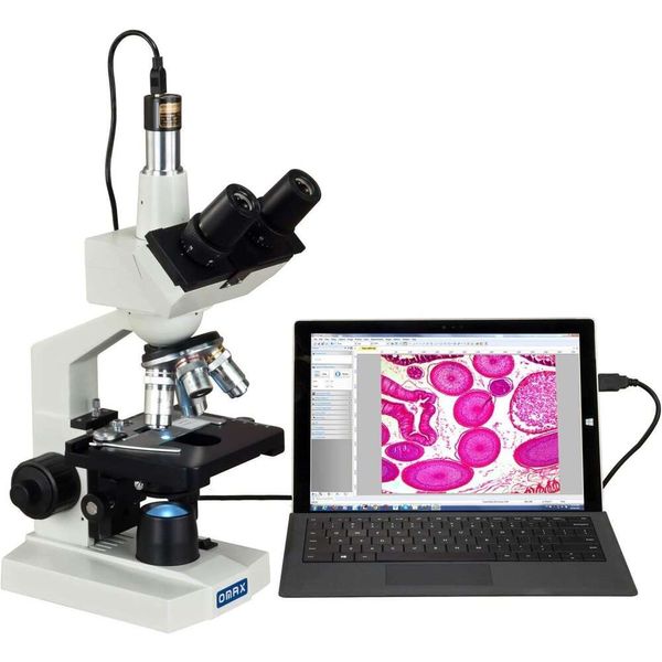 Microscope LED composé trinoculaire 40x-2500x Lab numérique avec caméra USB, étape mécanique à double couche - parfait pour la recherche, l'éducation et l'utilisation professionnelle