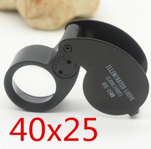 40X Draagbare vouwen Vergrootglas Loupe Microscoop Verlichte Magnifier-Vergrootglas Sieraden Munten Postzegels Antiquiteiten met LED Light SN3077