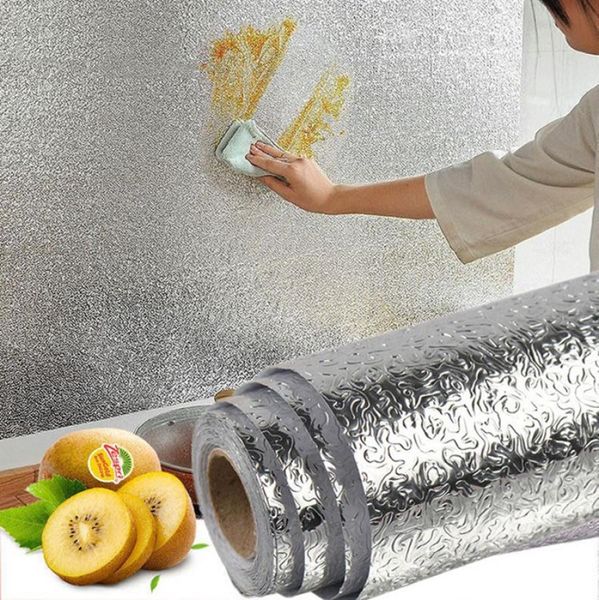 Pegatinas impermeables a prueba de aceite para cocina, papel de aluminio, autoadhesivo para pared, 40x100cm, 1086063