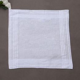 Mouchoirs en coton pour hommes et femmes, 40x40cm, blanc pur, Hankies classiques, Jacquard rayé, serviette carrée de poche, peinture à la main, 1222202