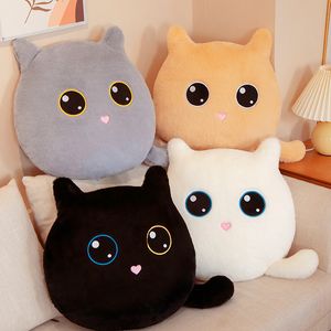 40x45CM Kawaii gato redondo juguetes de peluche Animal relleno blanco negro gato muñeca suave Pluche almohada cojín para niños niñas regalo de Navidad LA518