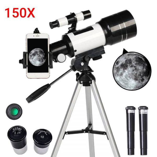 Telescopio de visión nocturna astronómica profesional 40X60, Telescopio Monocular, soporte espacial, alcance para exteriores con trípode, Clip para teléfono