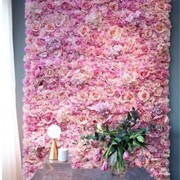 Flor de champán de 40x60 cm de rosa de rosa champán para decoración de boda paneles de pared de flores decoración romántica de telón de fondo de boda T20200P